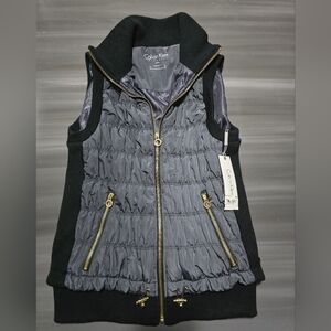 New Calvin Klein Performance Gray Quilted Vest with Black Trim Jacket